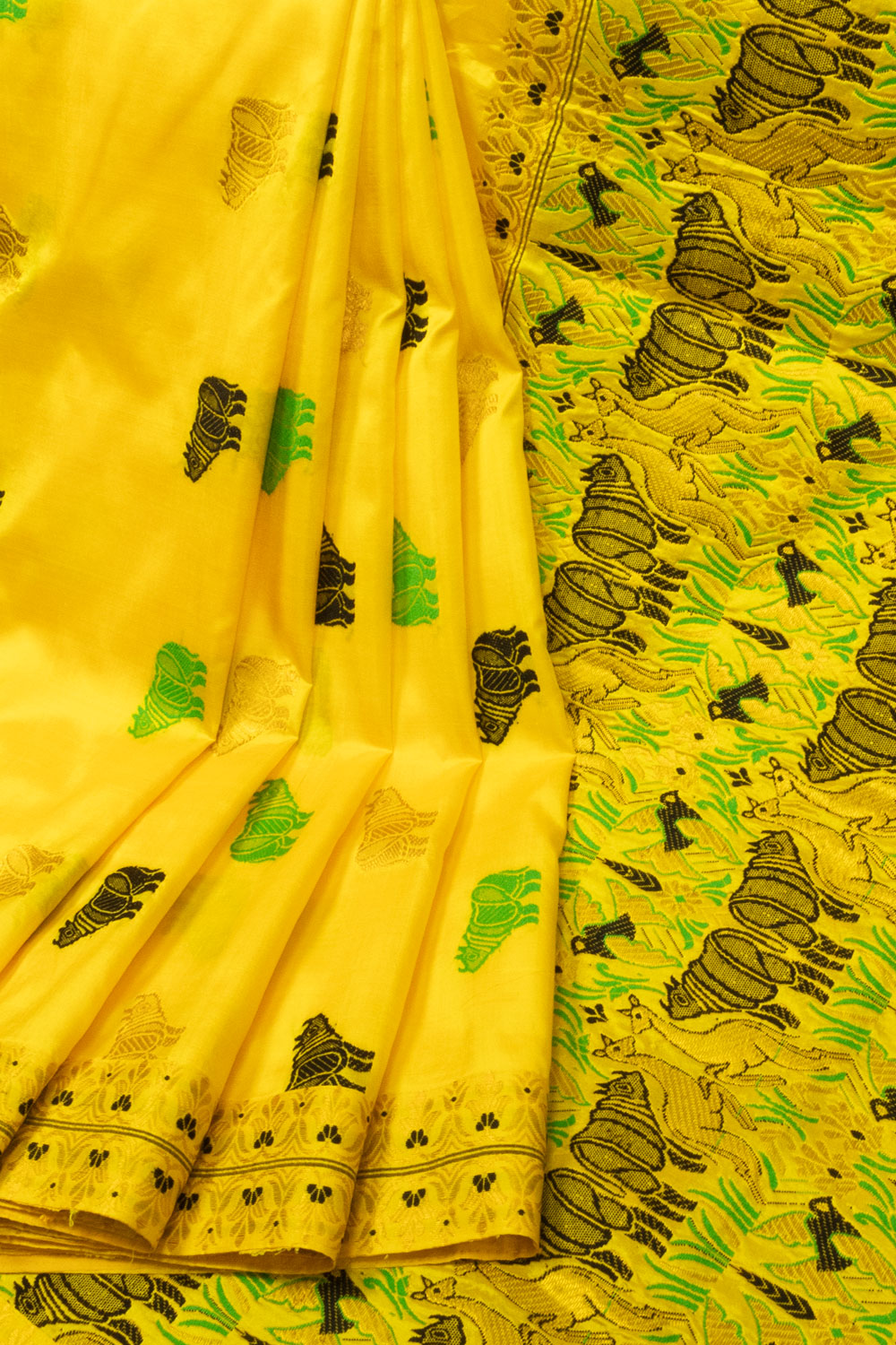 Yellow Handloom Assam Silk Saree - Avishya