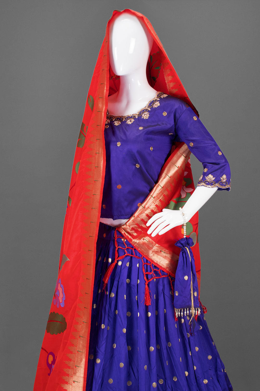 Violet Handcrafted Paithani Lehenga-Avishya