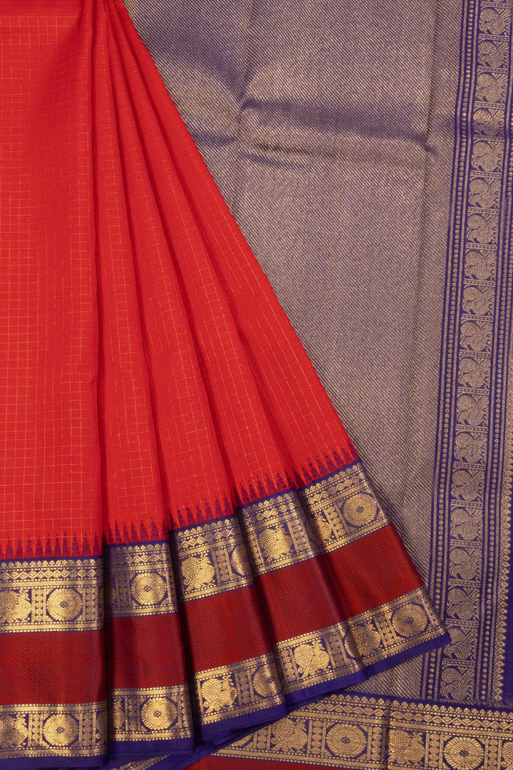 Red Korvai Kanjivaram Silk Saree