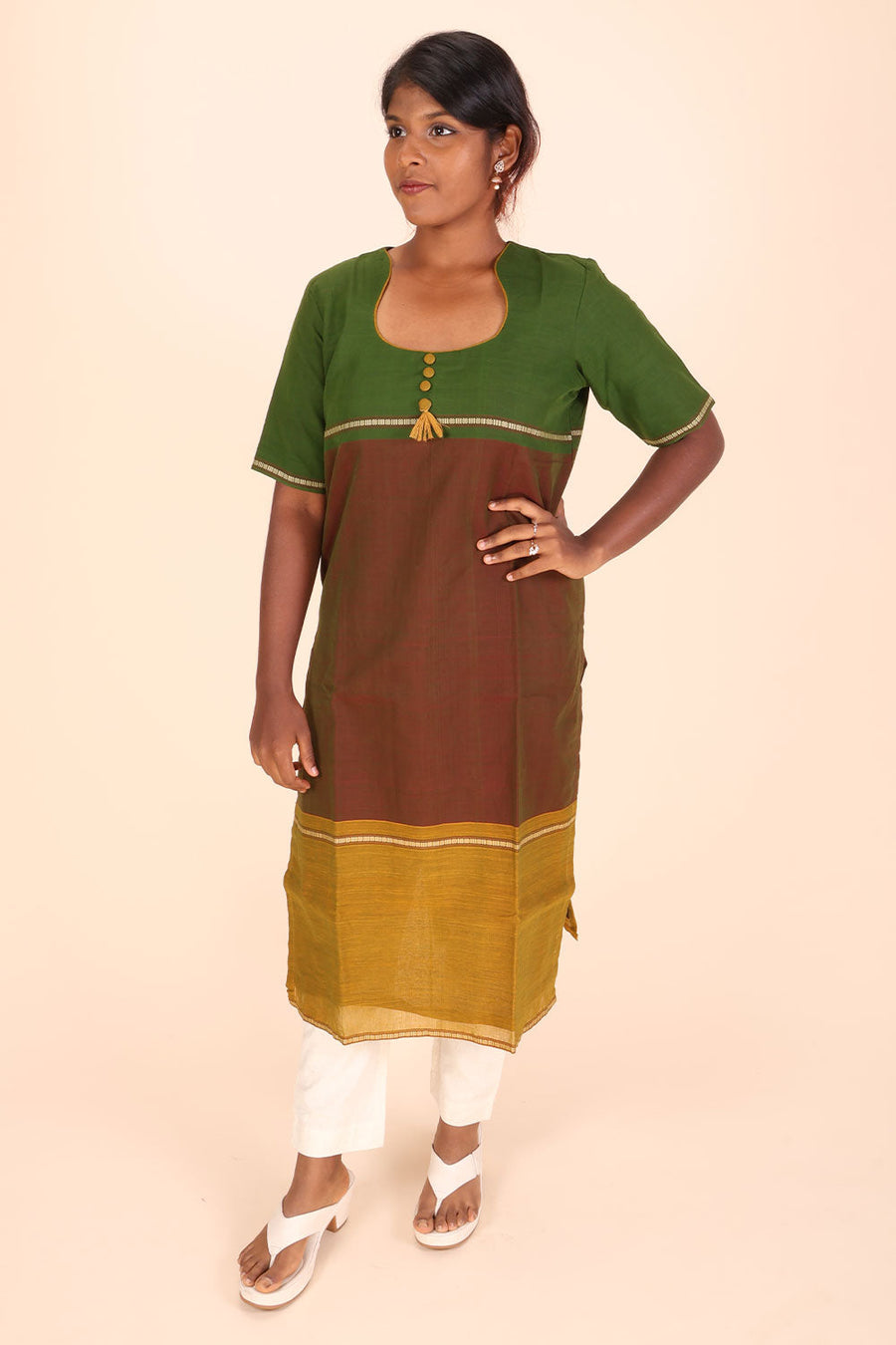 Multicolour Andhra Cotton Kurta 10070683