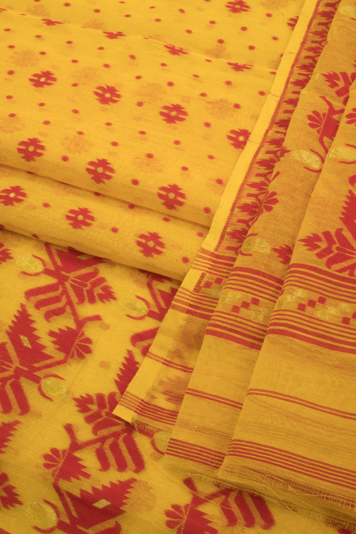 Yellow Jamdani Style Cotton 2-Piece Salwar Suit Material