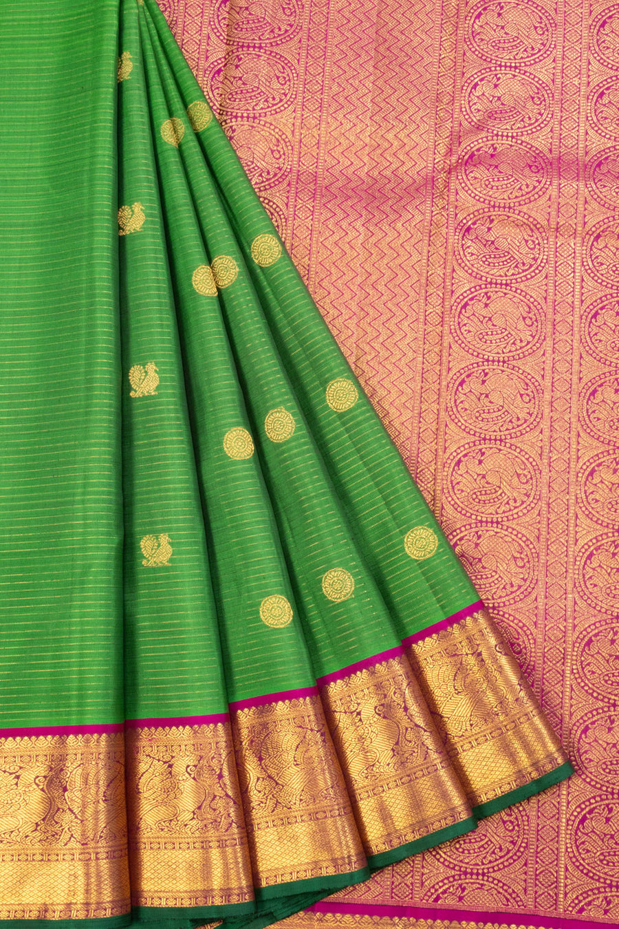 Green Bridal Vaira Oosi Kanjivaram Silk Saree 10070603