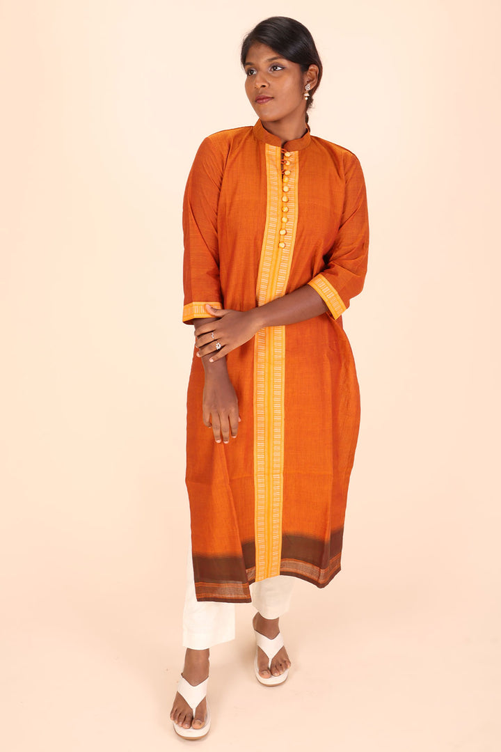 Orange Andhra cotton kurta 10070684