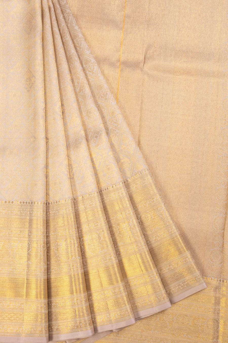 Off White Bridal Kanjivaram Silk Saree 10070616