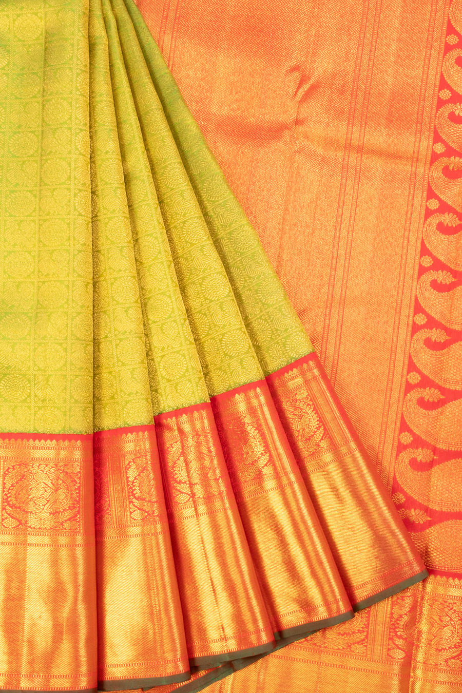 Green Bridal Korvai Kanjivaram Silk Saree 10070589 - Avishya