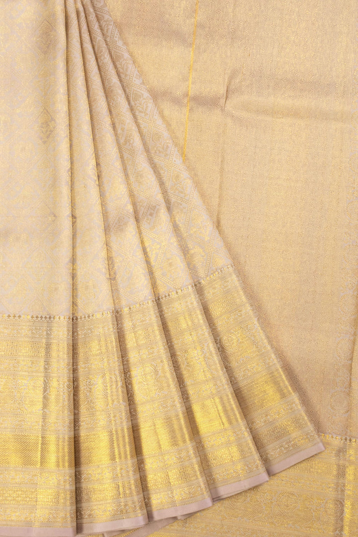 Off White Bridal Kanjivaram Silk Saree 10070616