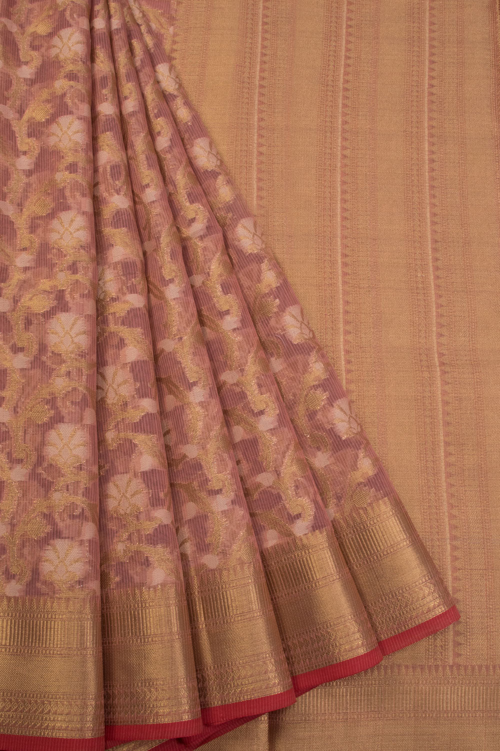 Mauve Pink Handloom Banarasi Silk Cotton Saree 10070500