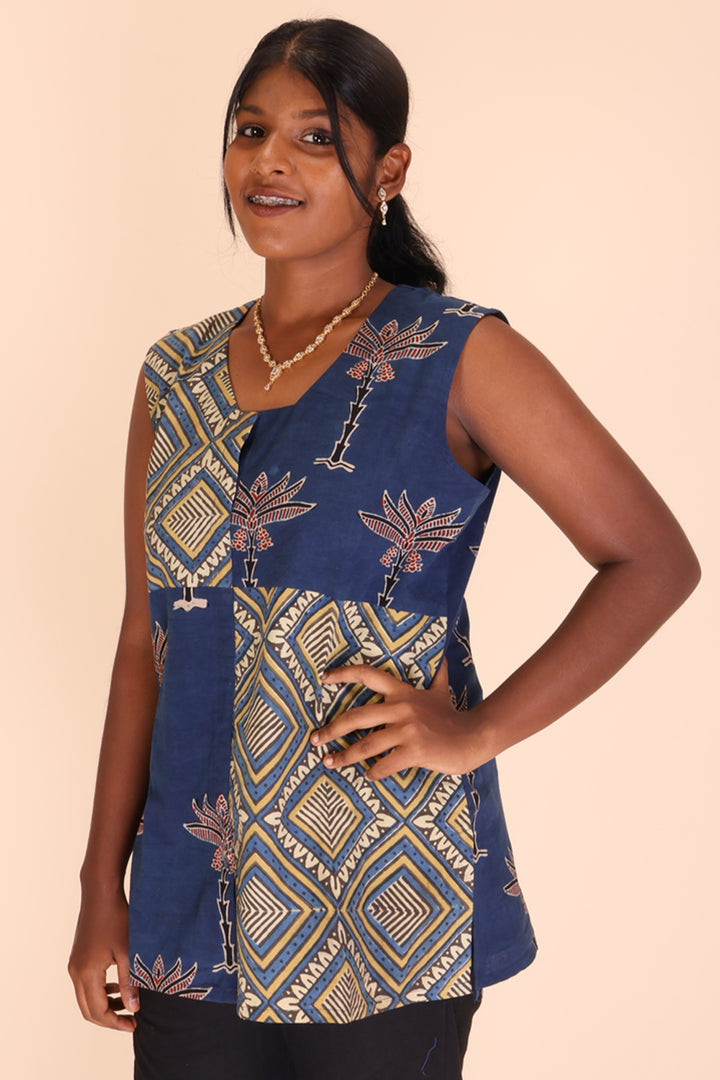 Blue Ajrakh Printed Cotton Kurta