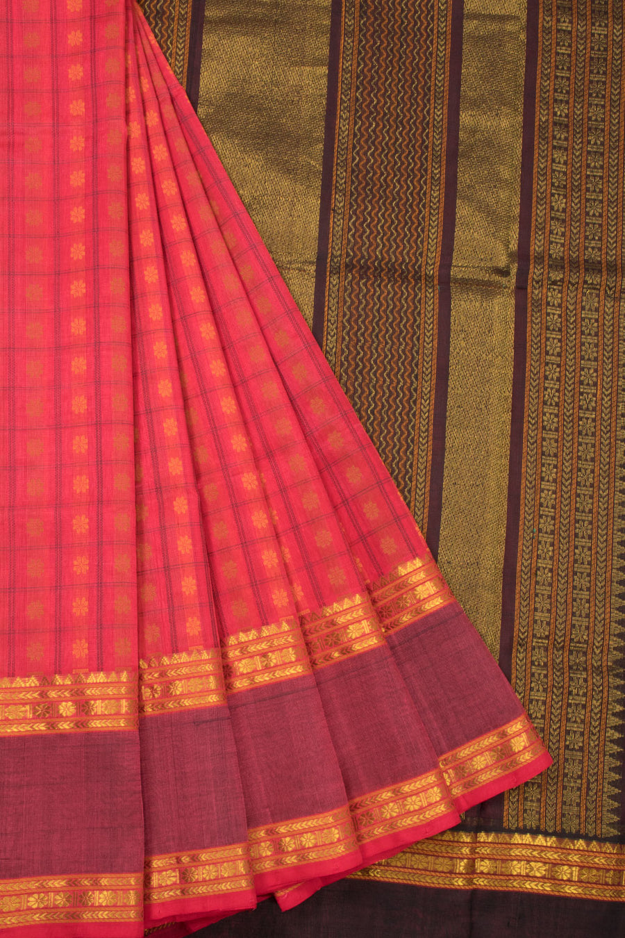 Red Handloom Kanchi Silk Cotton Saree