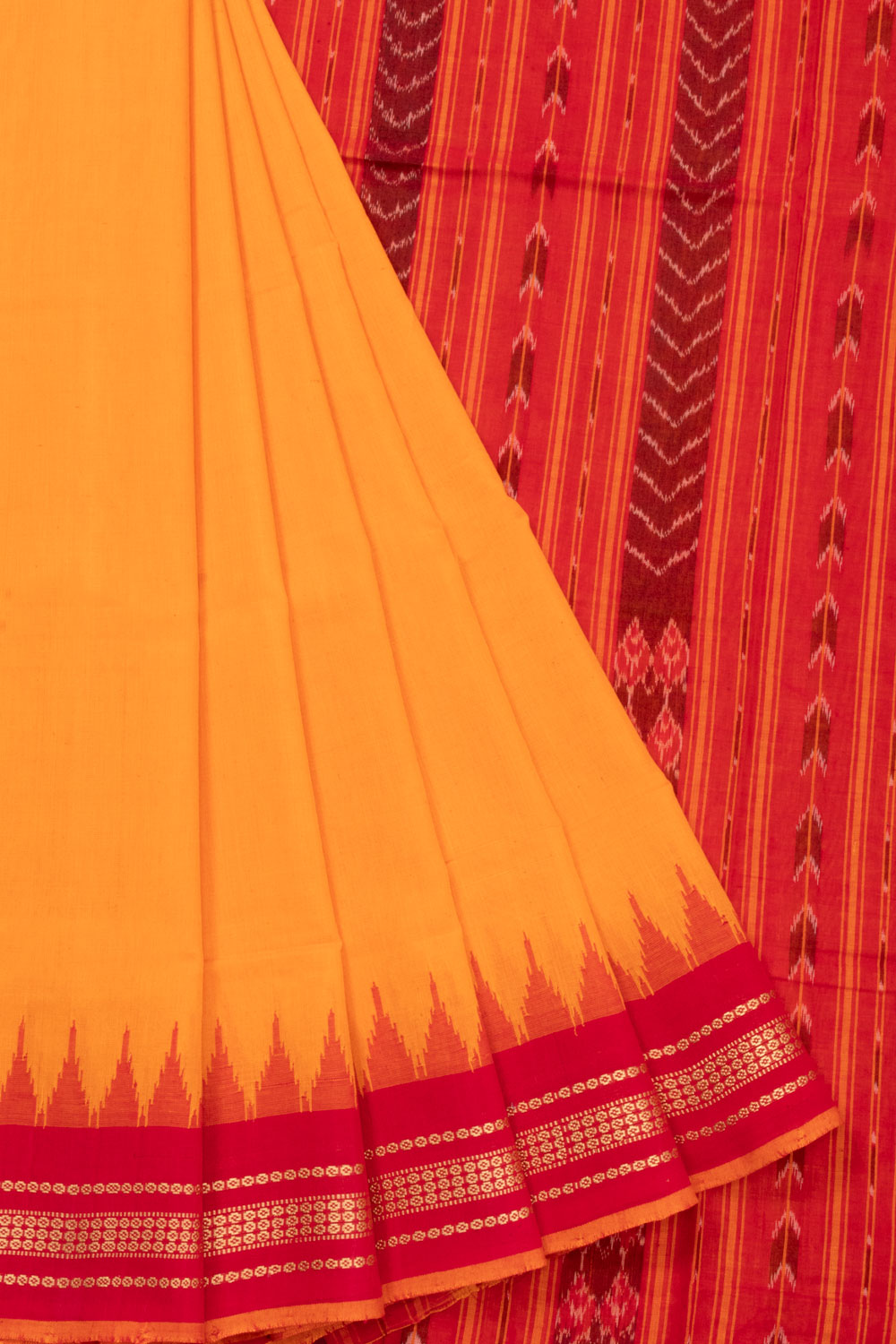 Orange Sambalpur Odisha Ikat Cotton Saree