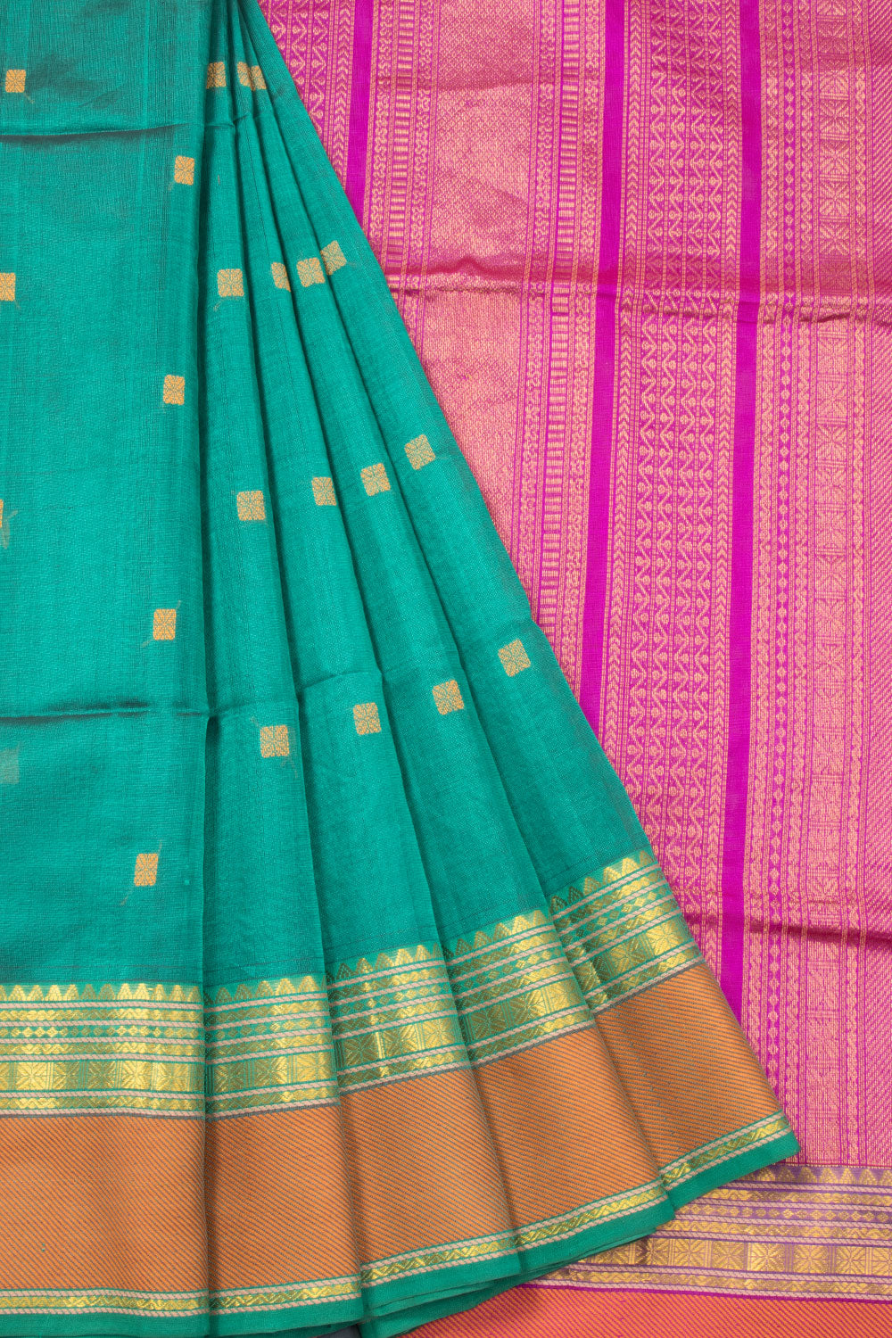 Blue Handloom Kanchi Silk Cotton Saree 10073549