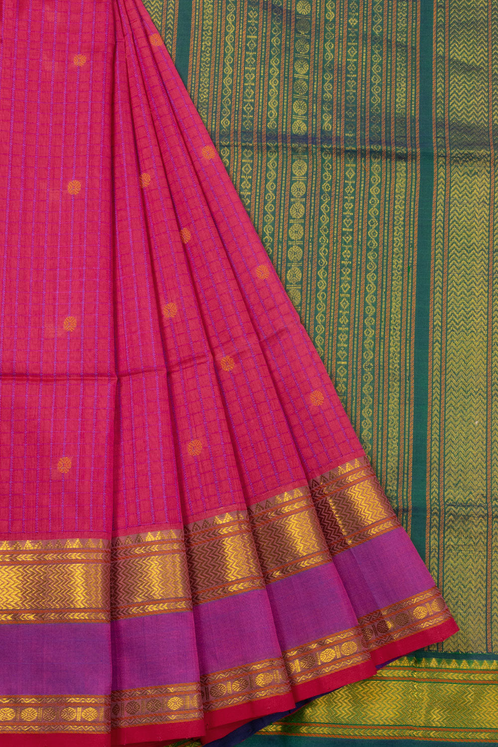 Pink Handloom Kanchi Silk Cotton Saree 10073551