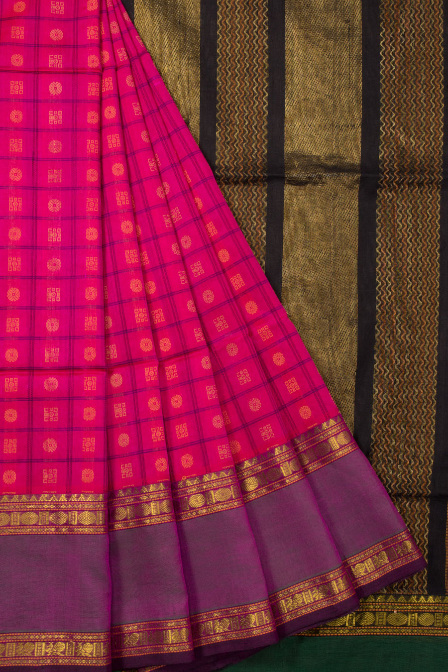 Pink Handloom Kanchi Silk Cotton Saree 10073552