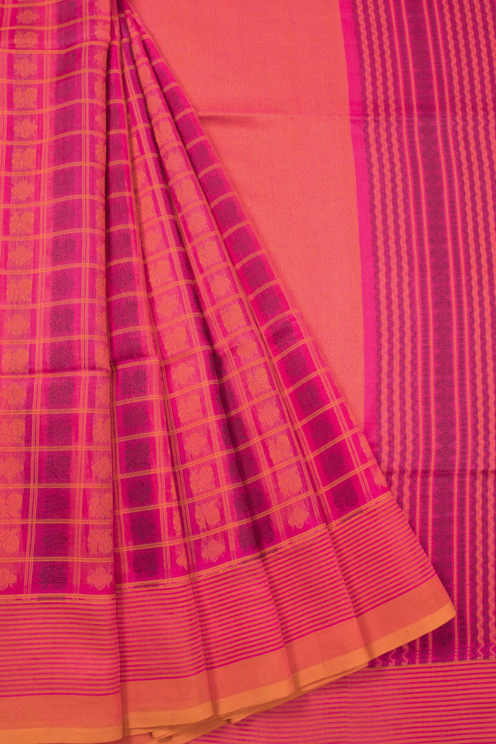 Pink Handloom Kanchi Silk Cotton Saree 10073553