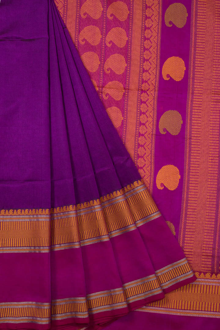 Purple Handloom Kanchi Silk Cotton Saree 10073555