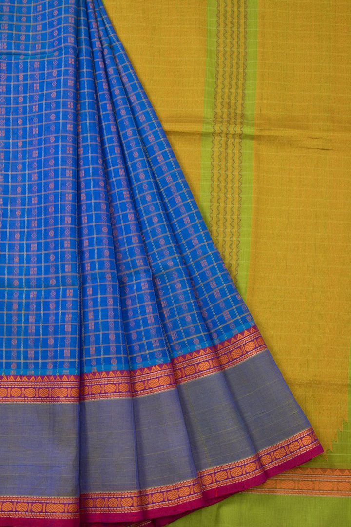 Blue Handloom Kanchi Silk Cotton Saree 10073556