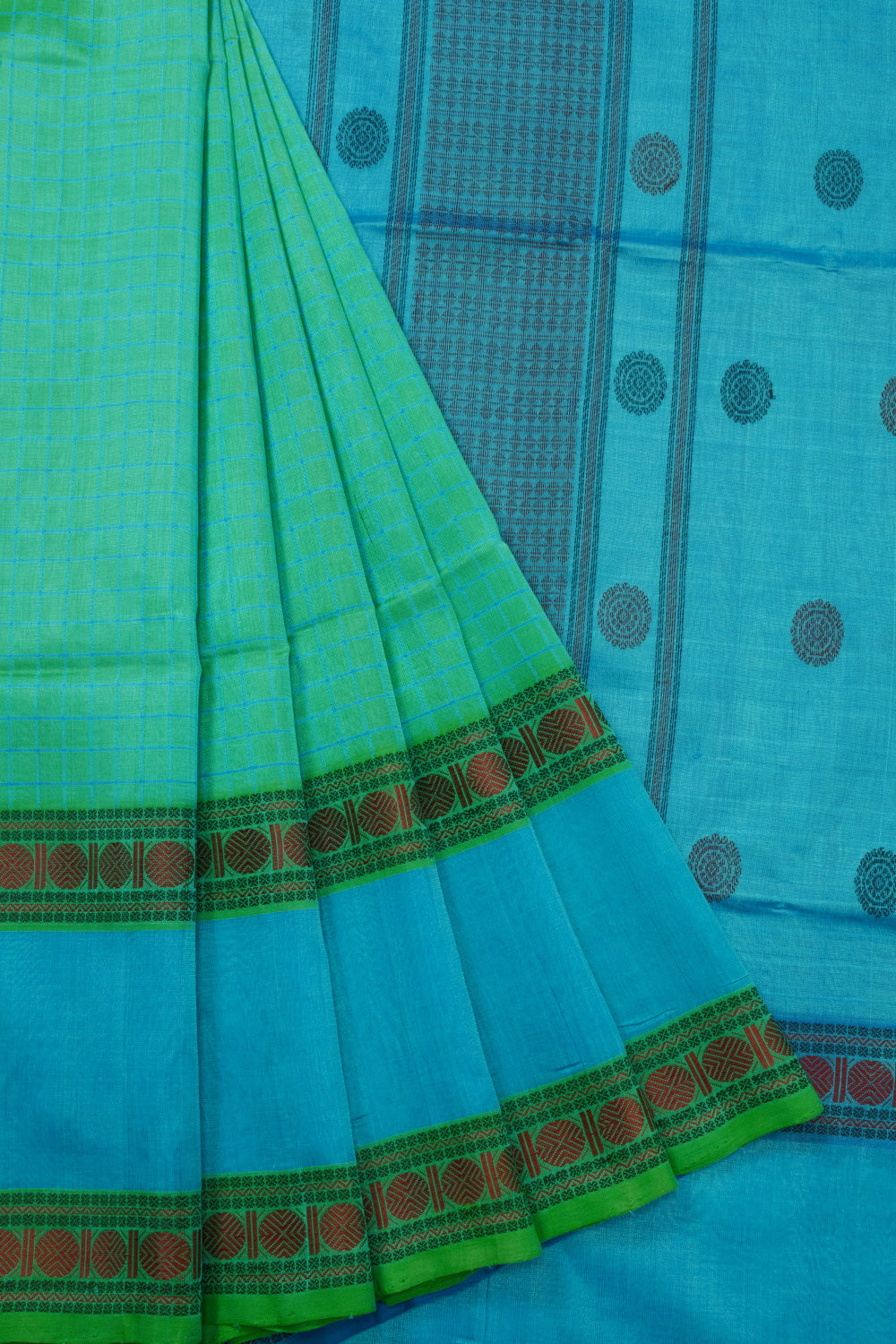 Green Handloom Kanchi Silk Cotton Saree 10073557