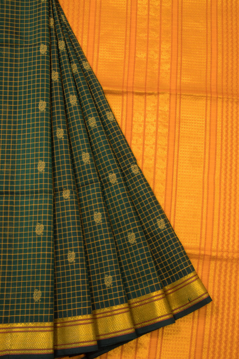 Green Handloom Kanchi Silk Cotton Saree 10073560