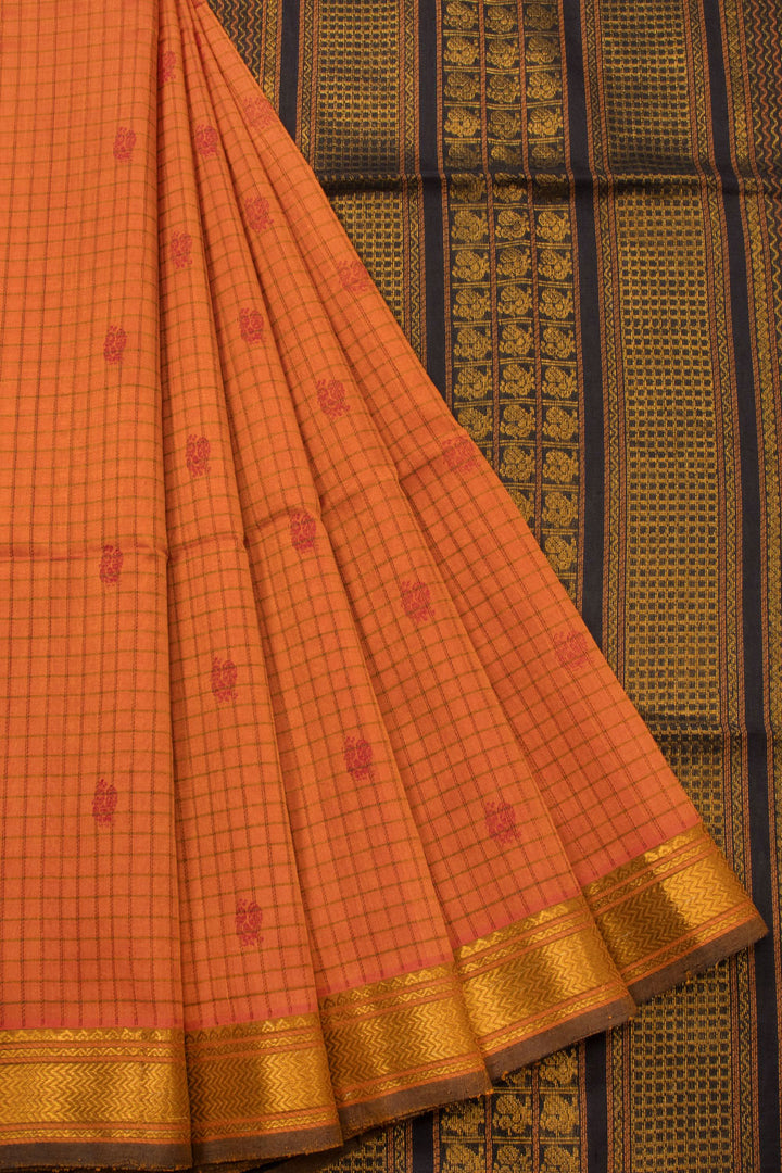 Orange Handloom Kanchi Silk Cotton Saree 10073562