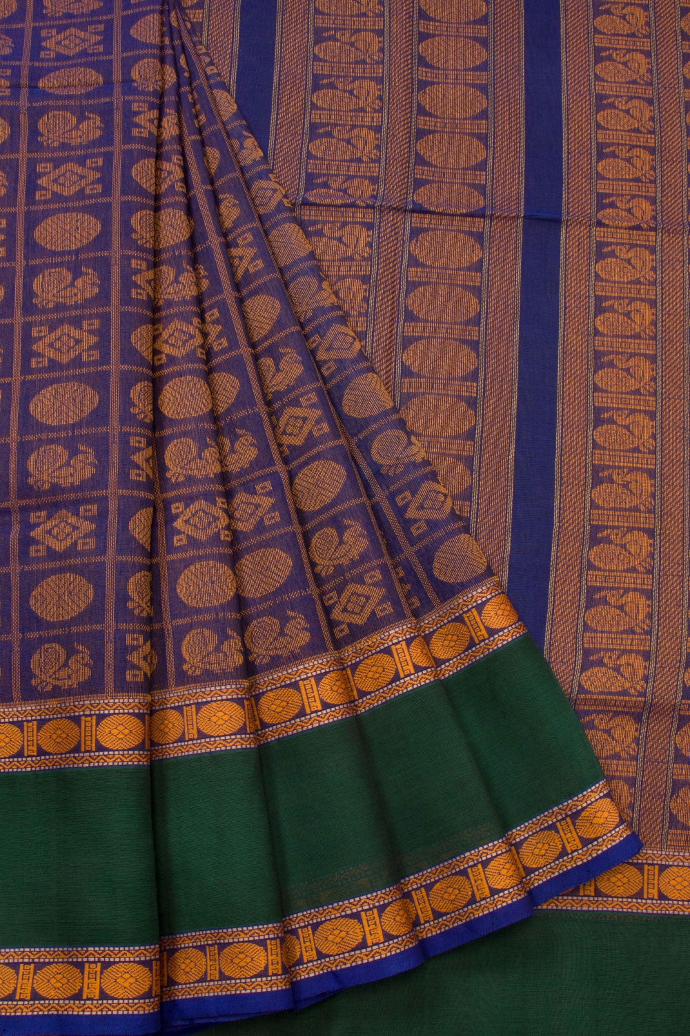 Blue Handloom Kanchi Silk Cotton Saree 10073563