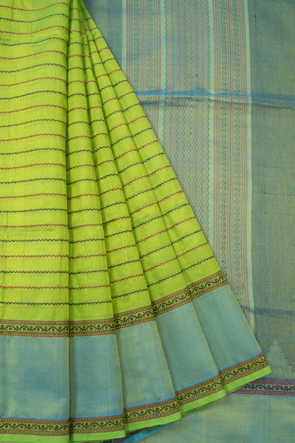 Green Handloom Kanchi Silk Cotton Saree 10073564