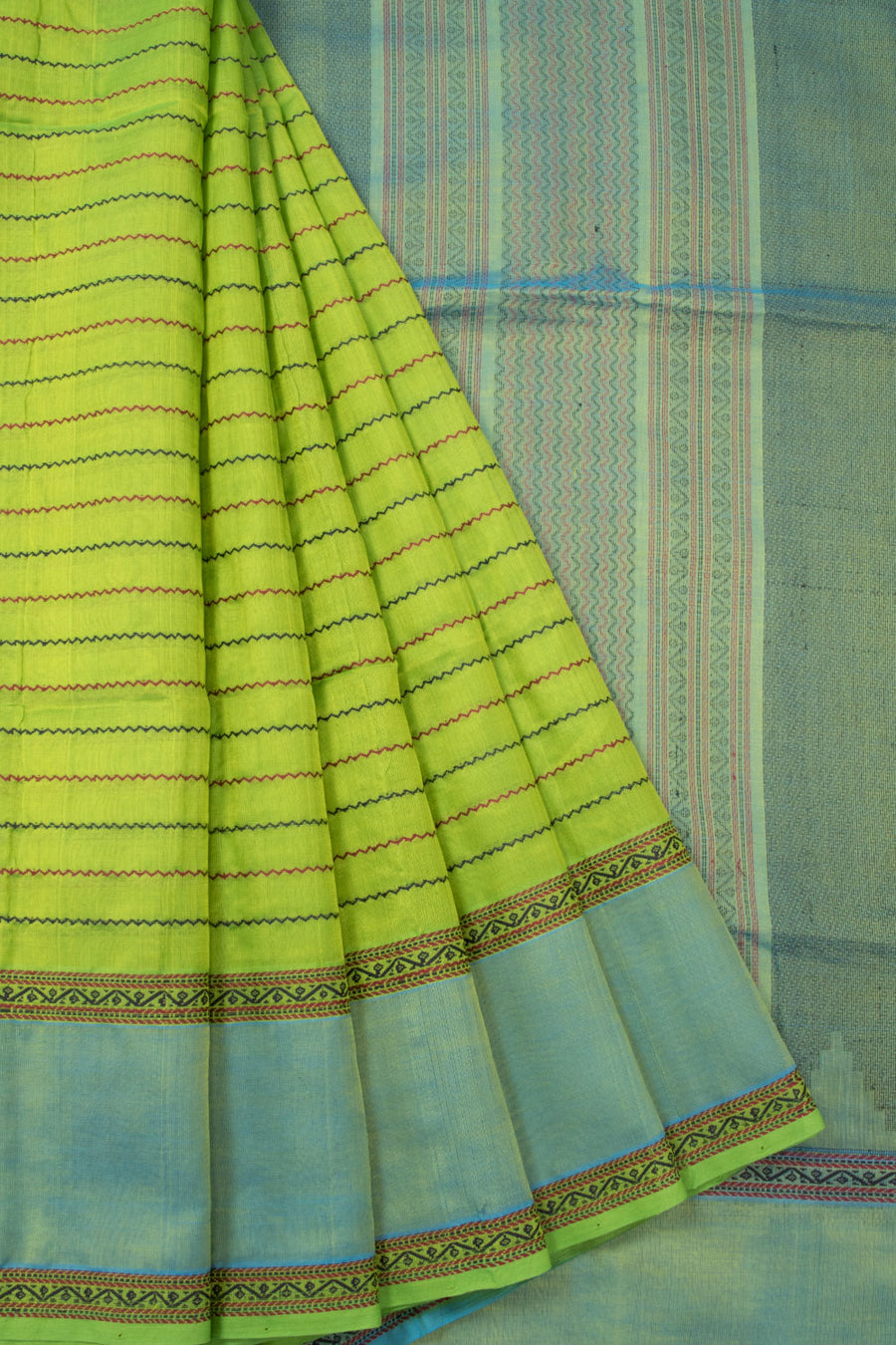 Green Handloom Kanchi Silk Cotton Saree 10073564