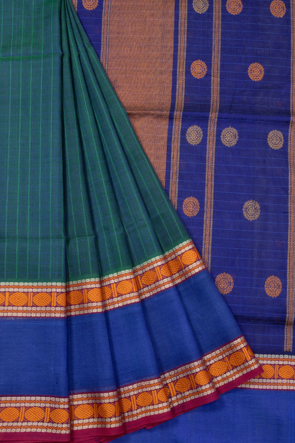 Green Handloom Kanchi Silk Cotton Saree 10073566