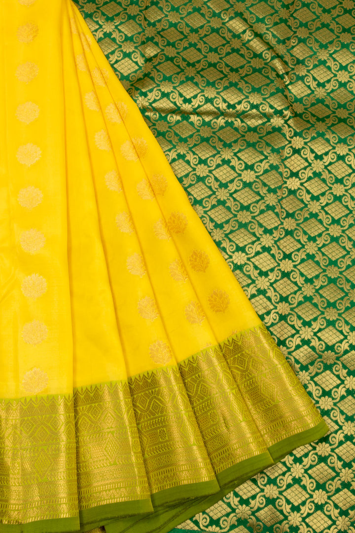 Yellow Kanjivaram Blended Silk Saree