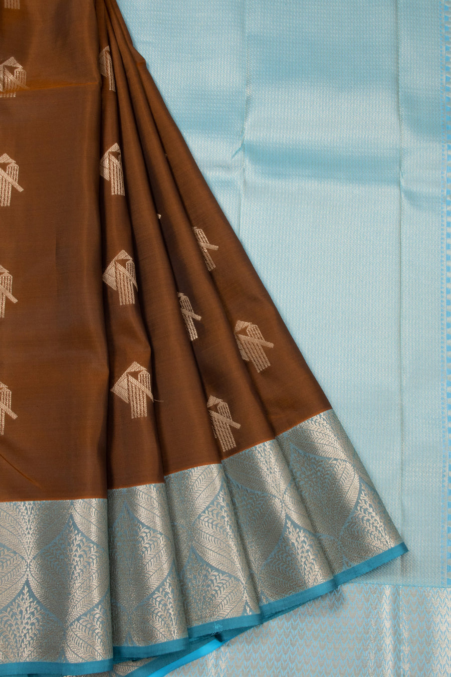 Brown Handloom Kanjivaram Blanded silk 10072888