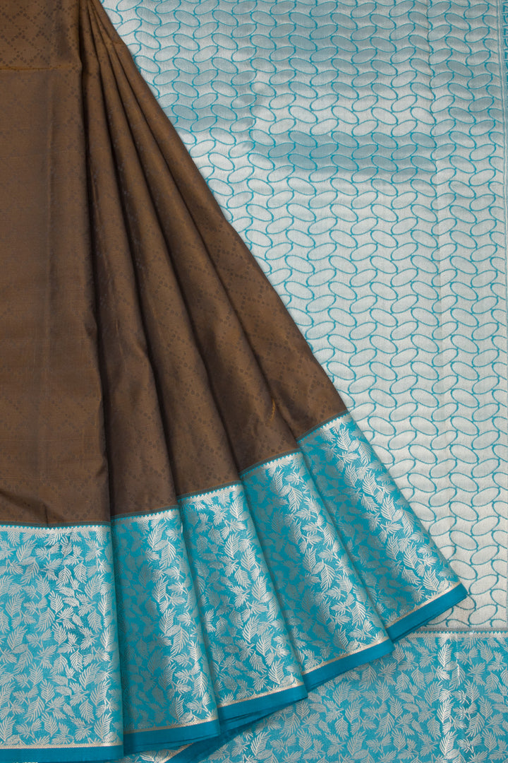 Brown Handloom Kanjivaram Blended Silk Saree 10072891