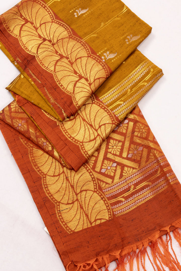 Mustard Yellow Jute Weave Kanjivaram Silk Saree 10073842