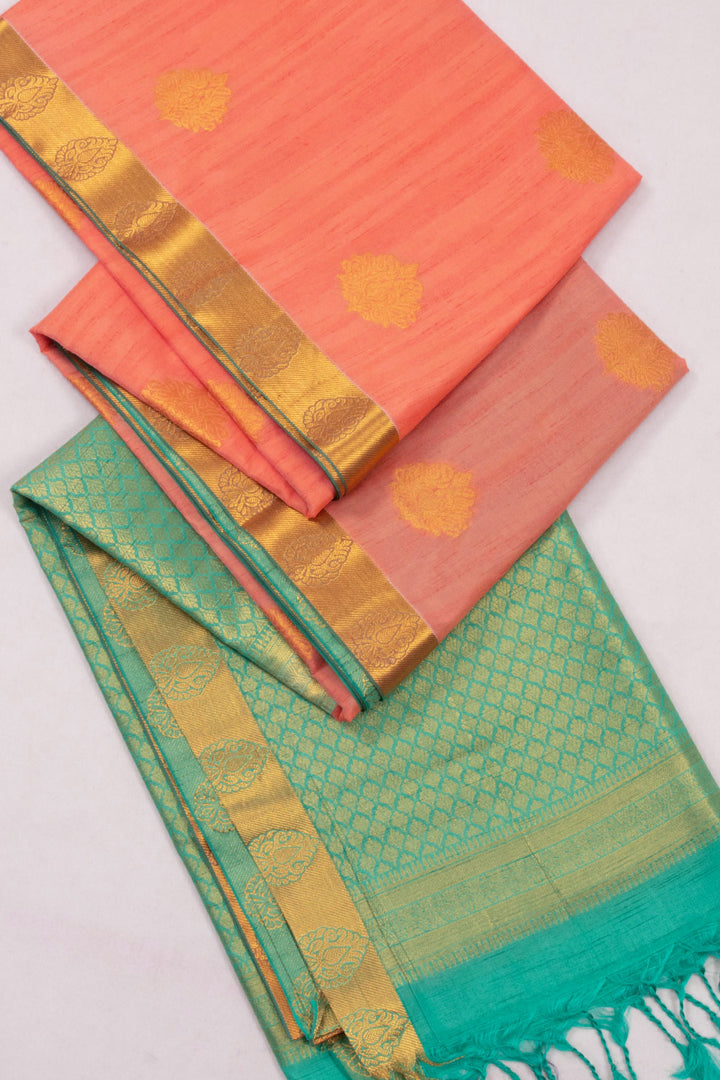 Peach Jute Weave Kanjivaram Silk Saree 10073843