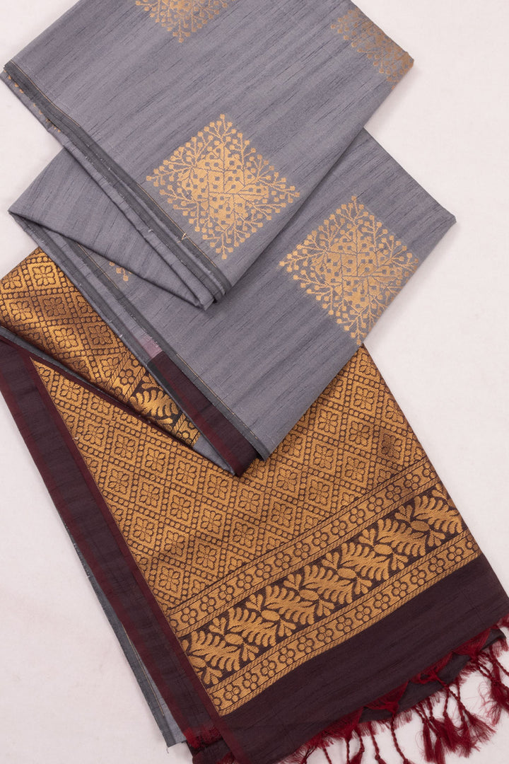 Grey Jute Weave Kanjivaram Silk Saree 10073849