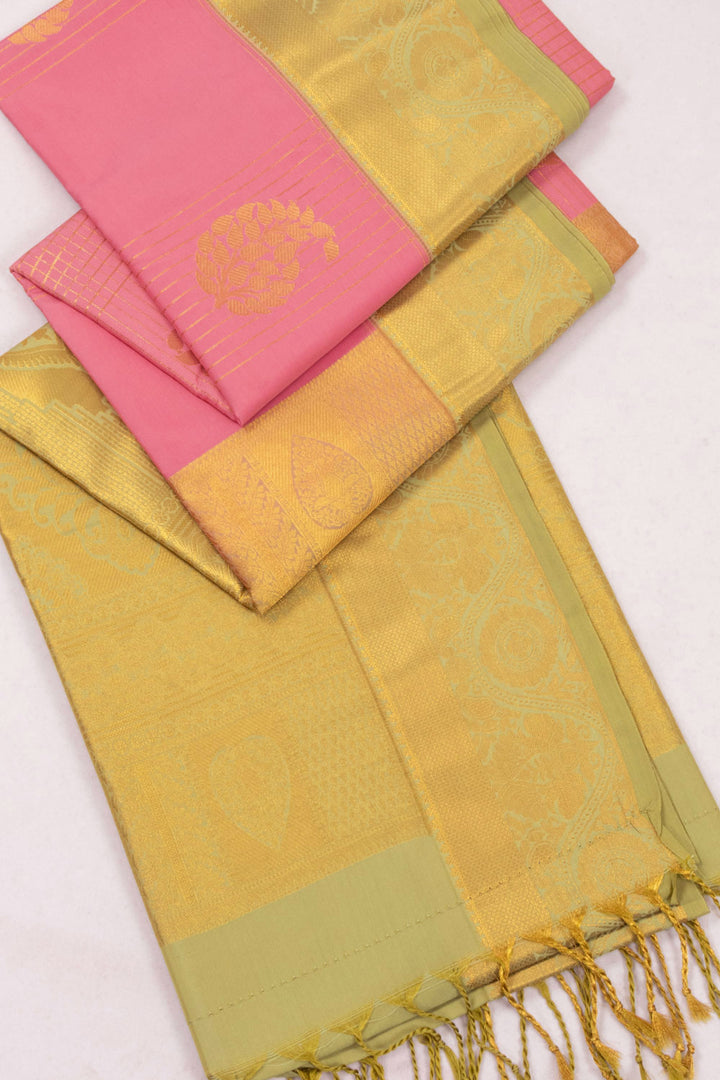 Pink Kanjivaram Silk Saree with Contrast Pallu 10073853