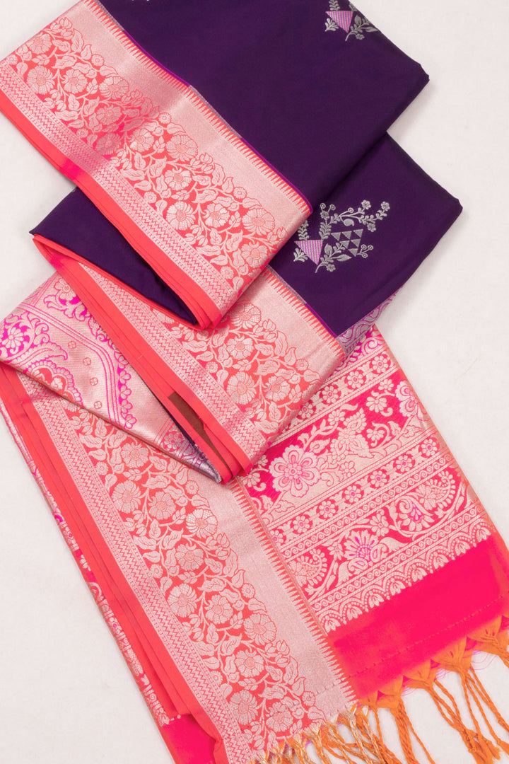 Purple Kanjivaram Silk Saree with Contrast Pallu 10073856