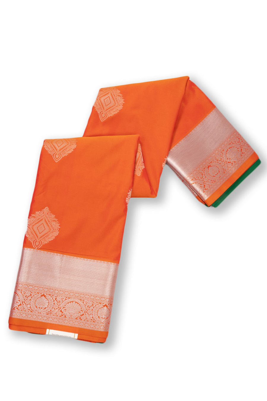 Orange Kanjivaram Silk Saree with Contrast Pallu 10073863