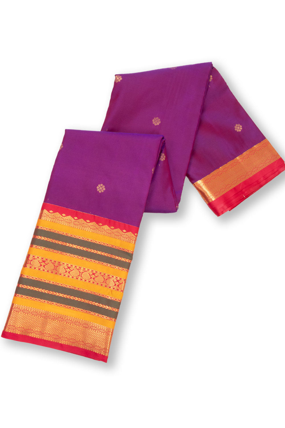 Dual Tone Purple Kanjivaram Silk Saree with Contrast Pallu 10073871