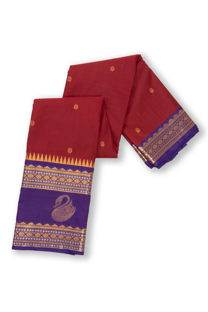 Maroon Kanjivaram Silk Saree with Contrast Pallu 10073874