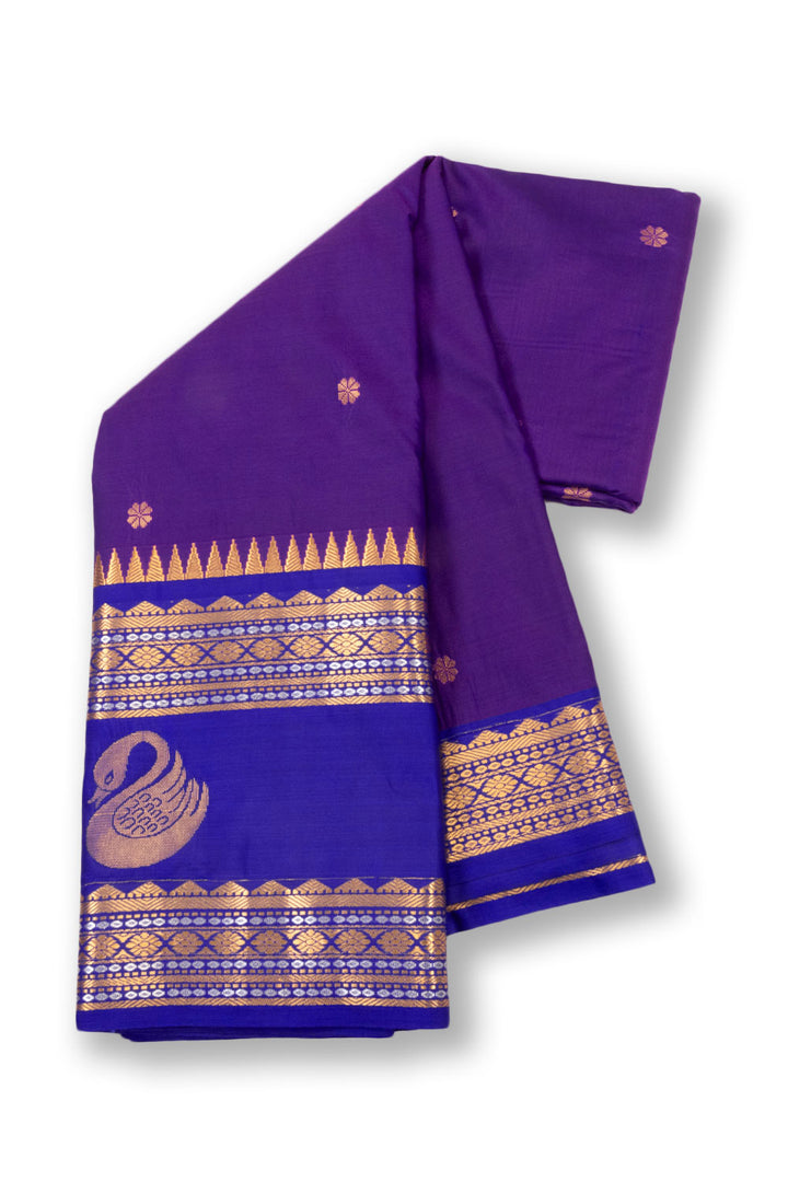 Purple Handloom Kanjivaram Silk Saree 10073876