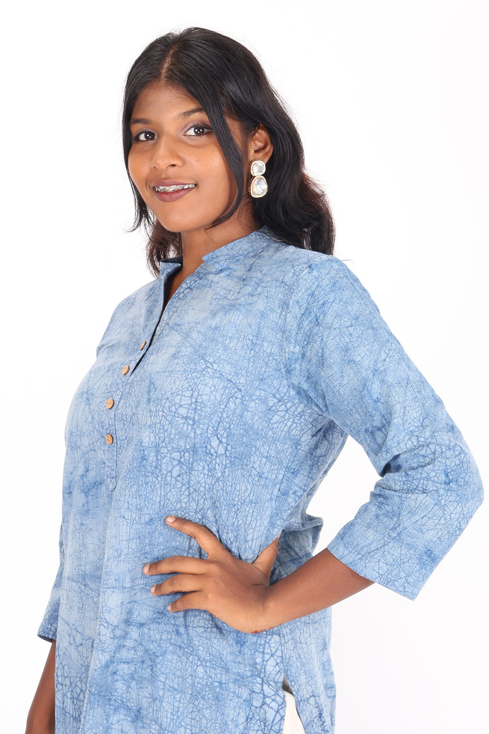 Blue Indigo Hand block Print Cotton Kurta