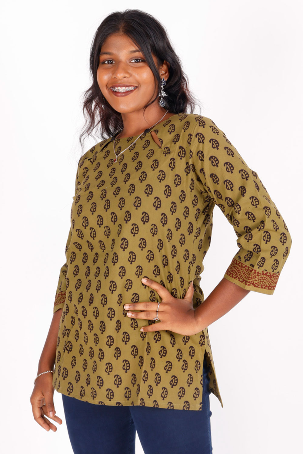 Green Bagh Printed Cotton Kurti