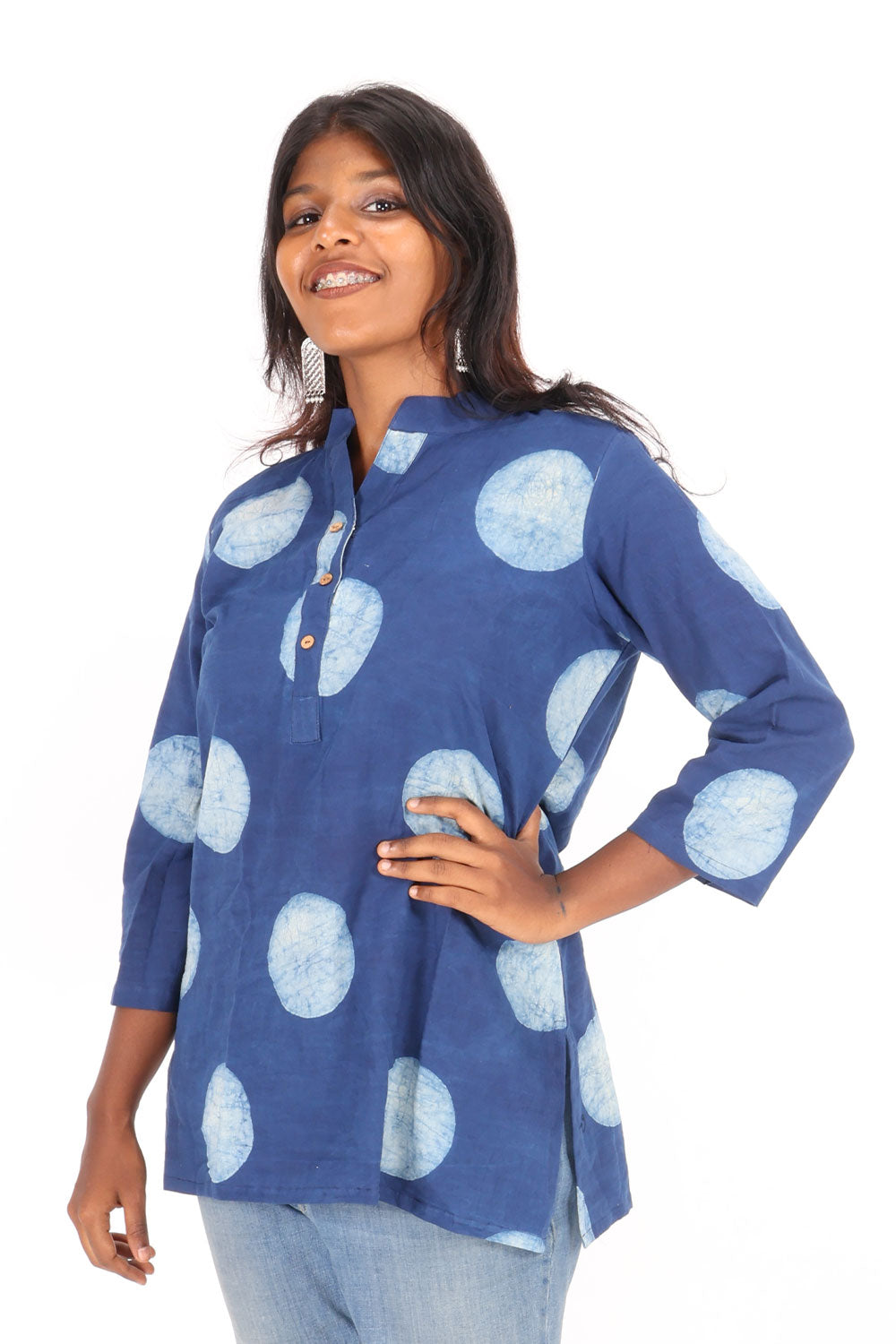 Indigo Hand Block Printed Cotton Kurti