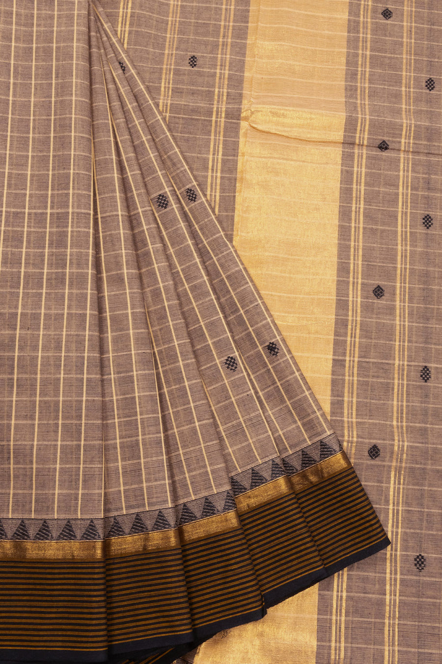 Brown Handloom Kanchi Cotton Saree