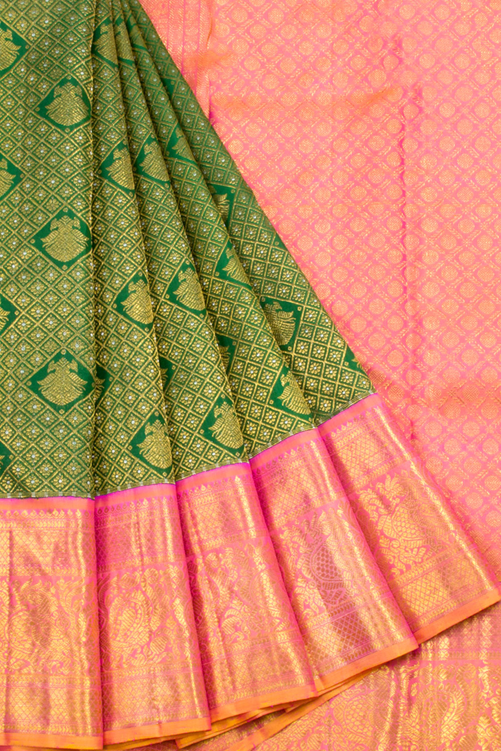 Pastel Green Banarasi Floral Organza Saree With Contrast Silk Blouse | TST  | The Silk Trend