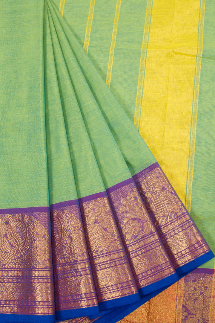 Spring Green Handloom Kanchi Cotton Saree 10063458