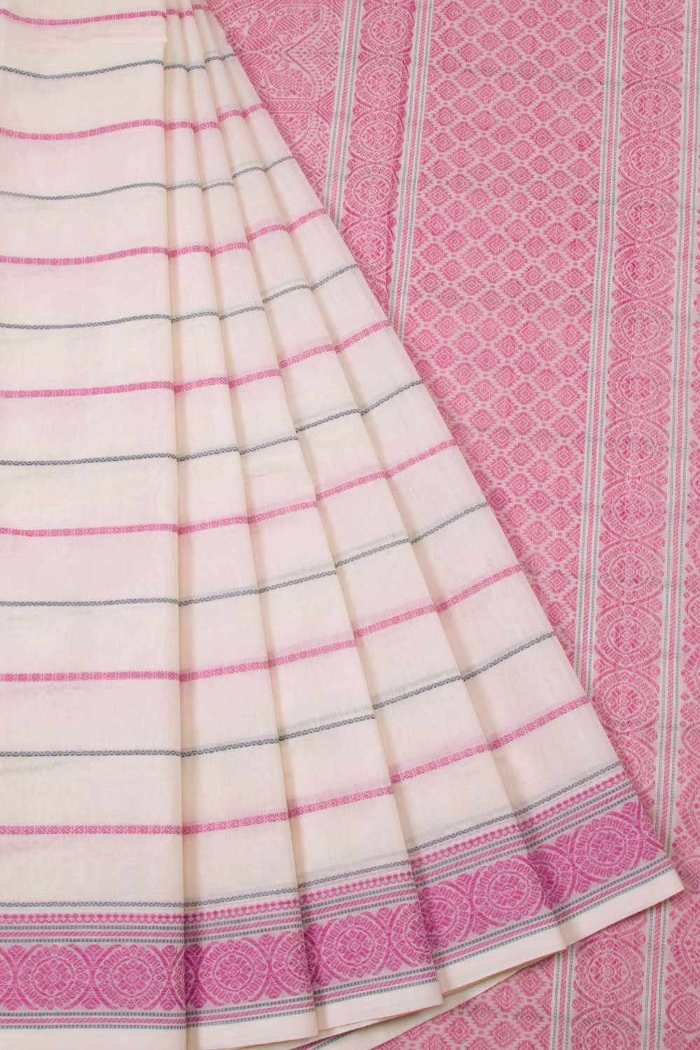 Pink Handloom Kanchi Cotton Saree - Avishya