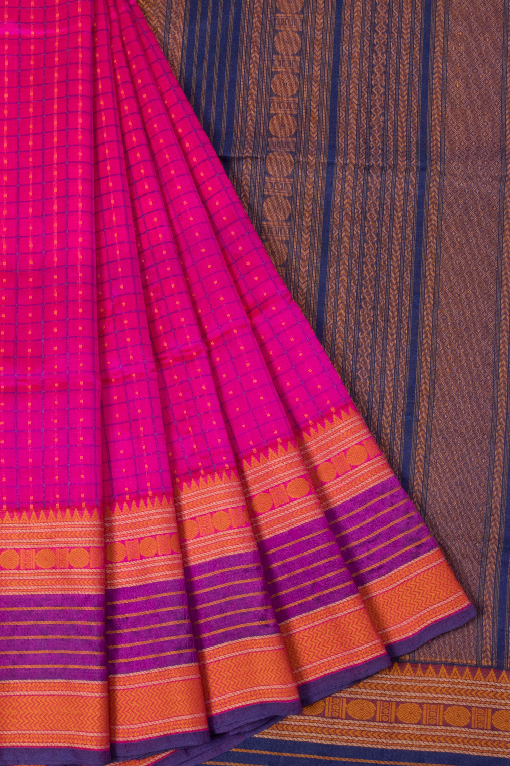 Pink Handloom Kanchi Silk Cotton Saree 10065355