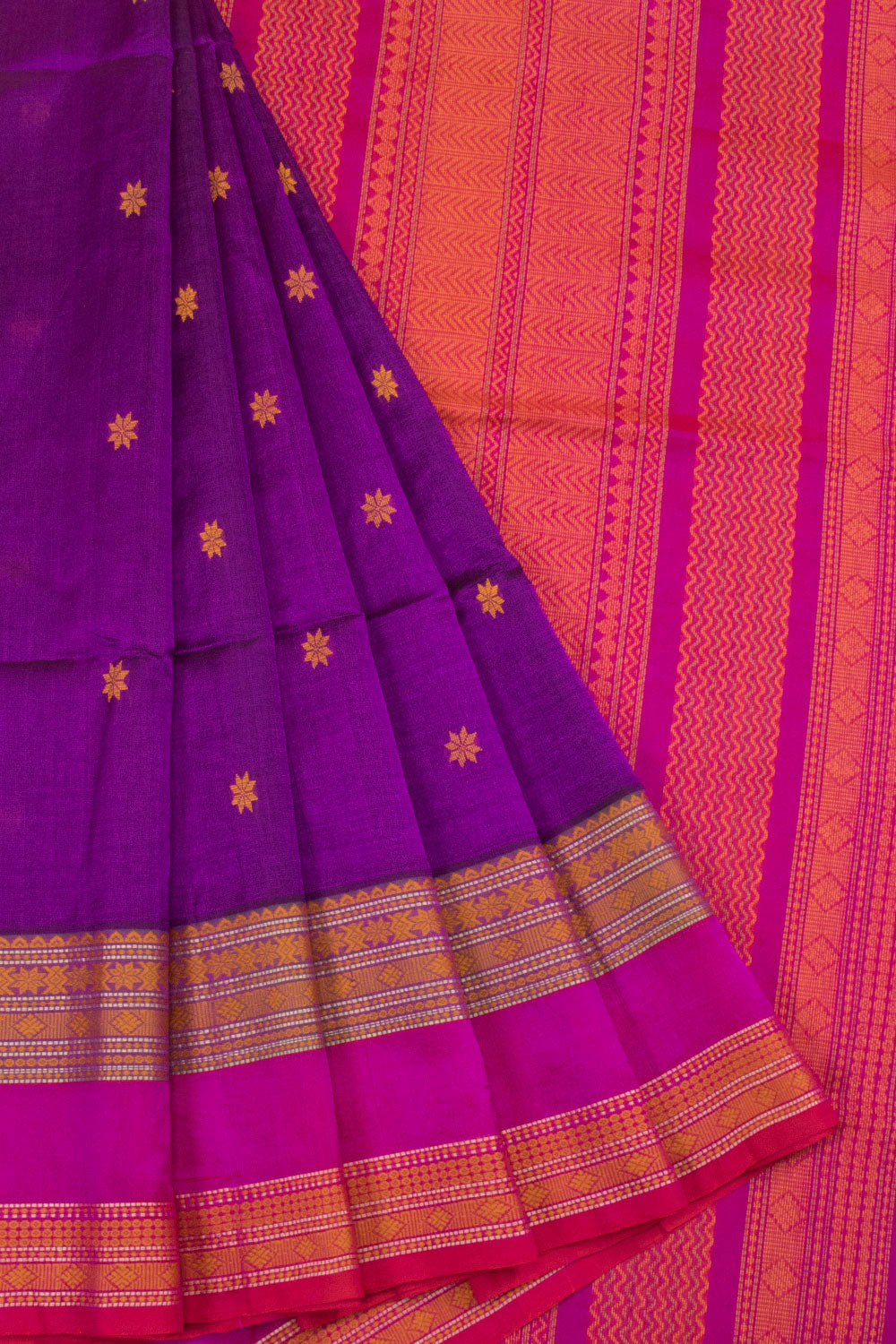 Purple Handloom Kanchi Silk Cotton Saree - Avishya