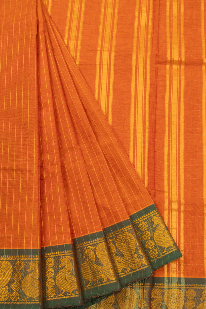 Orange Handloom Kanchi Cotton Saree