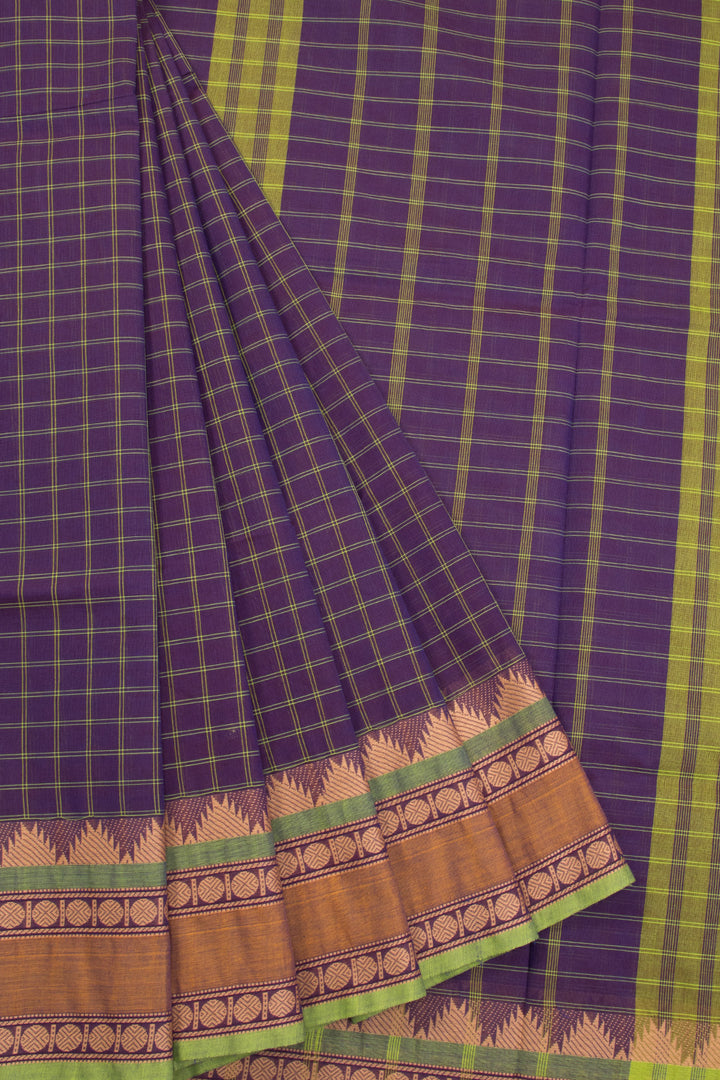 Violet Handwoven Kanchi Cotton Saree